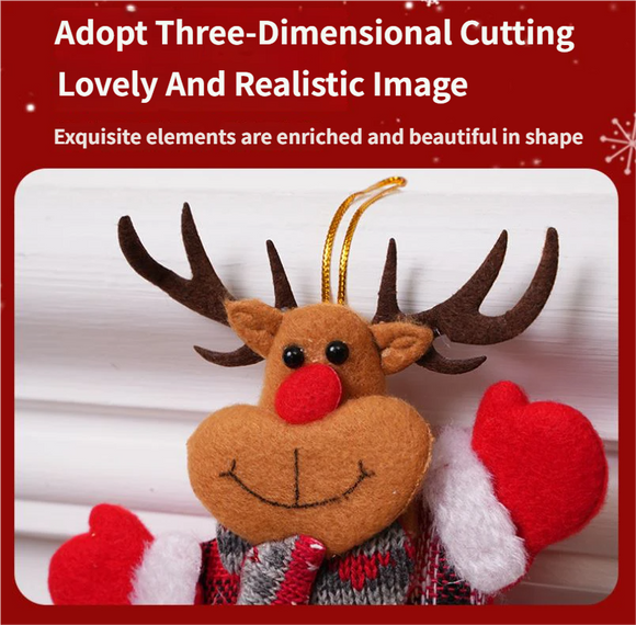 4-Piece Christmas Hanging Plush Ornaments Set - Classic Santa Claus, Snowman, Reindeer & Bear Tree Decor, Christmas in July, Winter Christmas, Yulefest, Secret Santa Gift