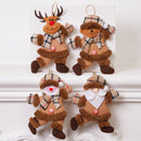 4-Piece Christmas Hanging Plush Ornaments Set - Khaki Santa Claus, Snowman, Reindeer & Bear Tree Decor, Christmas in July, Winter Christmas, Yulefest, Secret Santa Gift-1