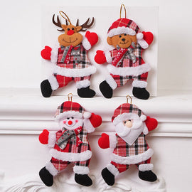 4-Piece Christmas Hanging Plush Ornaments Set - Bright Santa Claus, Snowman, Reindeer & Bear Tree Decor, Christmas in July, Winter Christmas, Yulefest, Secret Santa Gift