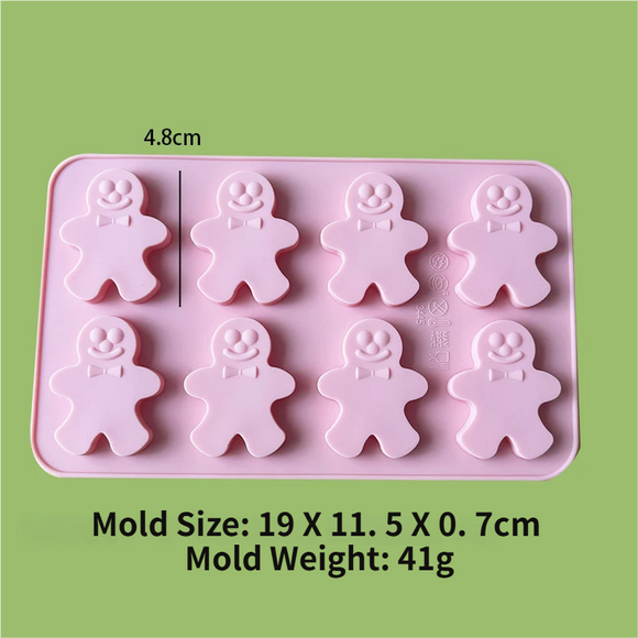 3-Piece Christmas Non-Stick Silicone Baking Mould Set of Santa, Reindeer, Gingerbread Man & Bell Shapes for Chocolate, Candy,  and Mousse Dessert - Easy to Release and Clean, Ideal Making Tools for Christmas in July, Winter Christmas & Secret Santa Gift