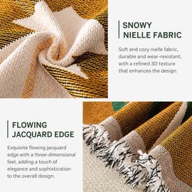 180 x 130 CM Christmas Jacquard Chenille Sofa Cover Throw Blanket with Tassel Fringe (Style 1), Elegant Festive Couch Protector Slipcover for Holiday Home Decor and Multi-Purpose Use - 0