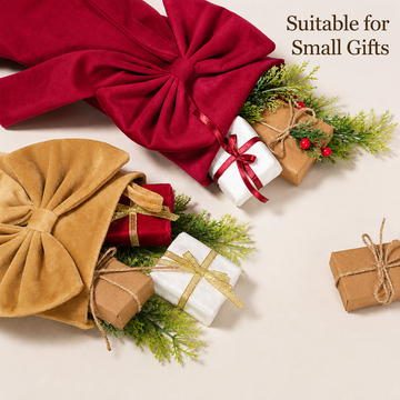 18 Inch Oversized Luxury Velvet Christmas Stocking with Bow & Loop, Fireplace Hanging Gift Bag, Holiday Mantel Decor and Present Holder, 4PCS Set in Red Green Grey Gold - 0