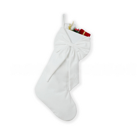 18 Inch Oversized White Luxury Velvet Christmas Stocking with Bow & Loop, Fireplace Hanging Gift Bag, Holiday Mantel Decor and Present Holder