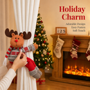 Reindeer Christmas Curtain Tiebacks, Large Plush Doll Holdbacks - Curtain Festival Charm for Christmas in July, Winter Christmas, Yulefest, Secret Santa Gift-1