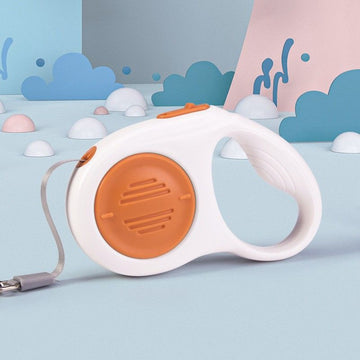 Orange 5M Automatic Retractable Dog Leash –Extendable Pet Lead with One-Button Brake Lock, Tangle-Free 360° Nylon Strap, Durable ABS Housing for Dogs and Puppies