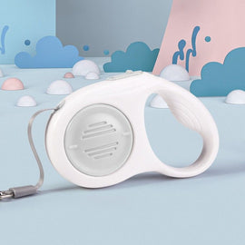 Grey 5M Automatic Retractable Dog Leash –Extendable Pet Lead with One-Button Brake Lock, Tangle-Free 360° Nylon Strap, Durable ABS Housing for Dogs and Puppies
