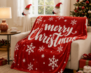 Christmas Flannel Throw Blanket and Santa Curtain Tieback Set, 150x200cm Thick Fleece Sofa Blanket with 2 Plush Santa Velcro Curtain Holders for Holiday Home Decor-3