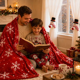 Christmas Flannel Throw Blanket and Snowman Curtain Tieback Set, 150*130cm Thick Fleece Sofa Blanket with 2 Plush Snowman Velcro Curtain Holders for Holiday Home Decor - 0