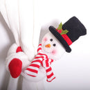 Christmas Flannel Throw Blanket and Snowman Curtain Tieback Set, 150*130cm Thick Fleece Sofa Blanket with 2 Plush Snowman Velcro Curtain Holders for Holiday Home Decor-4