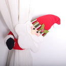 Christmas Flannel Throw Blanket and Santa Curtain Tieback Set, 150*130cm Thick Fleece Sofa Blanket with 2 Plush Santa Velcro Curtain Holders for Holiday Home Decor-6