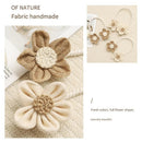 Beige-Brown Rustic Flower Curtain Tiebacks Set of 2, Handcrafted Fabric Daisy Curtain Holdbacks, No Drill Flexible Curtain Rope Buckles, Farmhouse Curtain Accessories for Sheer and Blackout Curtains-3