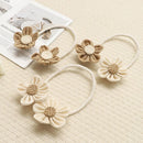 Beige Rustic Flower Curtain Tiebacks Set of 2, Handcrafted Fabric Daisy Curtain Holdbacks, No Drill Flexible Curtain Rope Buckles, Farmhouse Curtain Accessories for Sheer and Blackout Curtains-6