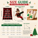 Christmas Home Comfort Set with Flannel Throw Blanket 130x150cm, Plush Indoor Slippers AU 10-11 and Santa Curtain Tiebacks, Cozy Holiday Gift Bundle-5