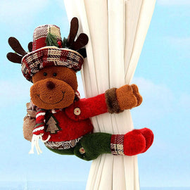 Christmas Reindeer Curtain Tiebacks Set of 2, Festive Plush Curtain Holders for Window Drapes, Holiday Home Decor