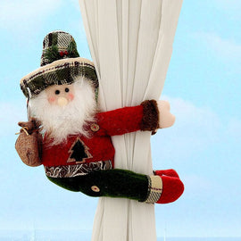 Christmas Santa Curtain Tiebacks Set of 2, Festive Plush Curtain Holders for Window Drapes, Holiday Home Decor
