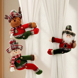 Christmas Santa Curtain Tiebacks Set of 2, Festive Plush Curtain Holders for Window Drapes, Holiday Home Decor - 0