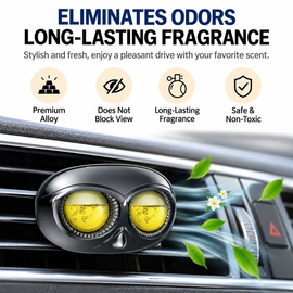 Gun Grey Owl Car Air Vent Perfume Ornament with Rotatable Clip - Refillable Fragrance System & Premium Alloy Interior Decor - 0