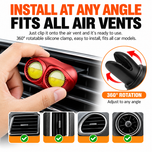 Red Owl Car Air Vent Perfume Ornament with Rotatable Clip - Refillable Fragrance System & Premium Alloy Interior Decor