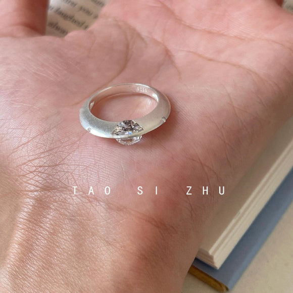 Rotating Orbit Planet Ring with Zirconia Crystal- US Size 7 Silver Tone Statement Ring, Celestial Saturn Inspired Jewellery for Women's Everyday Wear and Gifts
