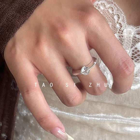Rotating Orbit Planet Ring with Zirconia Crystal- US Size 7 Silver Tone Statement Ring, Celestial Saturn Inspired Jewellery for Women's Everyday Wear and Gifts