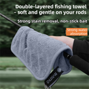 2 Pack Microfibre Fishing Towel with Overlapping Pocket & Carabiner Clip - 24 x 24cm Thickened Absorbent Fish Handling Cloth for Lure Fishing and Outdoor Angling-2