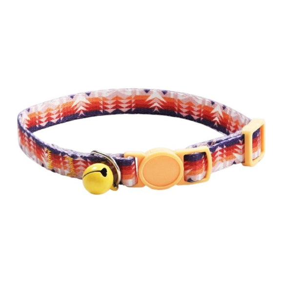 Style 5 Adjustable Anti-suffocation Cat Collar with Bell (15 to 30cm) -  Lightweight Printed Kitten Breakaway Neck Collar, Quick Release Safety Buckle, Colourful Pet Accessories, Style 1