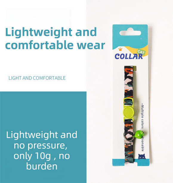 Style 5 Adjustable Anti-suffocation Cat Collar with Bell (15 to 30cm) -  Lightweight Printed Kitten Breakaway Neck Collar, Quick Release Safety Buckle, Colourful Pet Accessories, Style 1