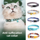 Style 7 Adjustable Anti-suffocation Cat Collar with Bell (15 to 30cm) -  Lightweight Printed Kitten Breakaway Neck Collar, Quick Release Safety Buckle, Colourful Pet Accessories, Style 1-2
