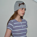 Women's Cute Dog Jacquard Knitted Beanie Hat with Leopard Heart - Wool Blend Winter Skull Cap, Soft Lightweight Warm Knit Hat for Stylish Casual Outfits-3