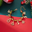 #2 Christmas Charm Colourful Beaded Bracelet for Women (Boxed) - Zinc Alloy Holiday Jewellery Gift with Christmas Tree, Santa Claus, Snowflake and Snowman Pendants-1