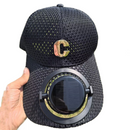 Black Solar Powered Fan Hat - Breathable Mesh Cap with USB Rechargeable Cooling Fan, LED Display, Adjustable Brim for Outdoor Fishing Camping Hiking Summer Heat Relief-1