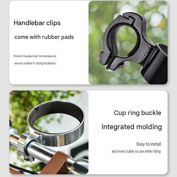 Black Aluminium Alloy Bicycle Cup Holder - Adjustable Handlebar Mount for Coffee Bottles, Universal Drink Rack for E-Bikes Motorcycles Road Bikes