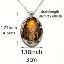 Pattern 1 Christian  Scene Pendant Necklace - Silver Oval Alloy Glass Charm 4.5x3cm on 50cm Chain - Religious Faith Gift for Women Men-3