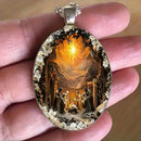 Pattern 1 Christian  Scene Pendant Necklace - Silver Oval Alloy Glass Charm 4.5x3cm on 50cm Chain - Religious Faith Gift for Women Men-6
