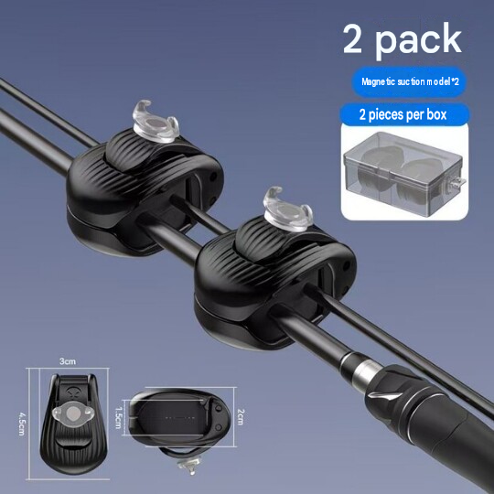 2 Pack Black Magnetic Fishing Rod Holder Clip -  ABS Lure Rod Fastener with EVA Padding and Magnetic Hook Keeper for Kayak and Boat Storage