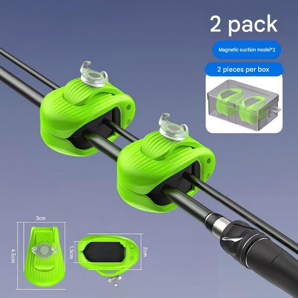 2 Pack Green Magnetic Fishing Rod Holder Clip -  ABS Lure Rod Fastener with EVA Padding and Magnetic Hook Keeper for Kayak and Boat Storage