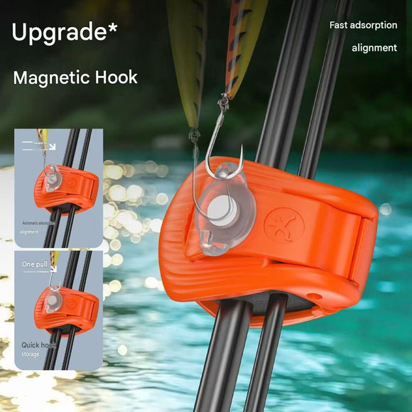 2 Pack Green Magnetic Fishing Rod Holder Clip -  ABS Lure Rod Fastener with EVA Padding and Magnetic Hook Keeper for Kayak and Boat Storage