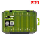 Green Large Size 19.8cm Fishing Lure Storage Box - Double Sided PP Tackle Organizer with Drainage System - Durable Hard Case for Minnows, Crankbaits, Hooks-1
