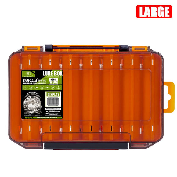 Orange Large Size 19.8cm Fishing Lure Storage Box - Double Sided PP Tackle Organizer with Drainage System - Durable Hard Case for Minnows, Crankbaits, Hooks
