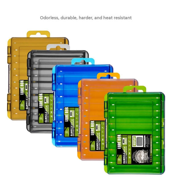 Yellow Large Size 19.8cm Fishing Lure Storage Box - Double Sided PP Tackle Organizer with Drainage System - Durable Hard Case for Minnows, Crankbaits, Hooks