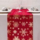 Red Festive Snowflake-Print Christmas Table Runner - 28x200cm Polyester Table Decoration, Ideal for Christmas Parties and Home Decor-1