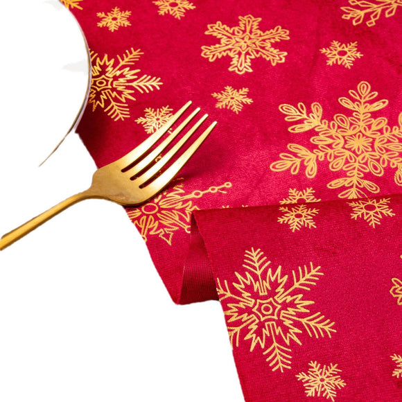 Red Festive Snowflake-Print Christmas Table Runner - 28x200cm Polyester Table Decoration, Ideal for Christmas Parties and Home Decor