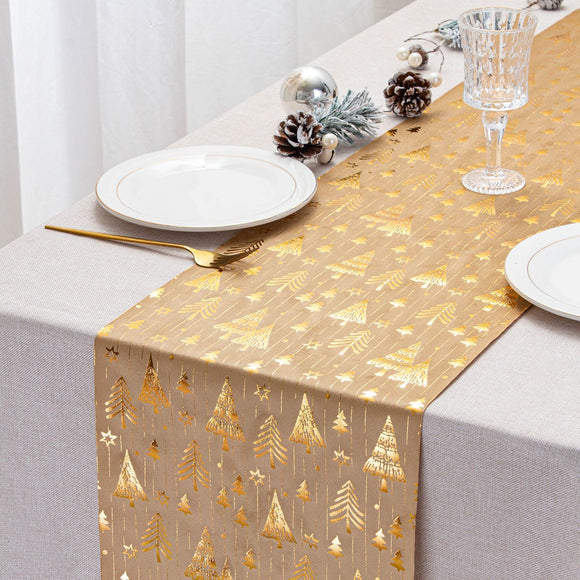 Red Festive Snowflake-Print Christmas Table Runner - 28x200cm Polyester Table Decoration, Ideal for Christmas Parties and Home Decor