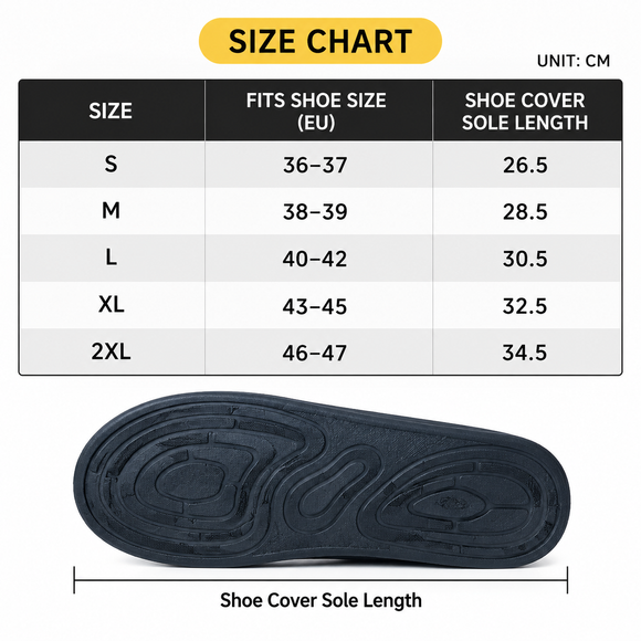 White High Top Waterproof Rain Shoe Covers - Size 2XL EU 46-47, Thick Sole Reusable Overshoes with Side Zip, Adjustable Strap and Anti-Slip Sole for Cycling and Walking