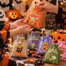 6 Pack Halloween Burlap Drawstring Bags - Assorted Printed Treat and Gift Pouches for Candy, Party Favours, Halloween Events and Seasonal Storage-2