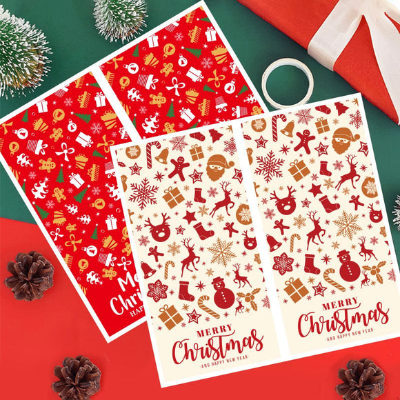 (Style 2) 50 Sheet Christmas Gift Sealing Sticker Set with 100 Stickers - 100 x 50 mm Rectangular Holiday Labels for Gift Boxes, Wrapping, Packaging and Envelopes