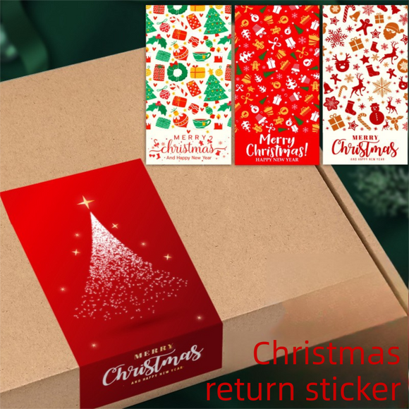 (Style 4) 50 Sheet Christmas Gift Sealing Sticker Set with 100 Stickers - 100 x 50 mm Rectangular Holiday Labels for Gift Boxes, Wrapping, Packaging and Envelopes