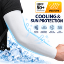 2 Pair Cooling Arm Sleeves with Thumb Hole - White 38-40cm Breathable Stretch Sun Sleeves for Cycling, Running, Hiking, Fishing, Driving and Outdoor Activities-2