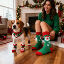 Matching Christmas Socks Set for Adult and Dog- Santa Claus Design with One Pair Adult Socks and One Set S Size Anti Slip Pet Socks for Festive Photos and Holiday Wear-2