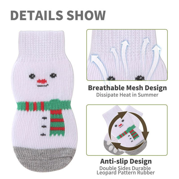 Matching Christmas Socks Set for Adult and Dog- Santa Claus Design with One Pair Adult Socks and One Set S Size Anti Slip Pet Socks for Festive Photos and Holiday Wear